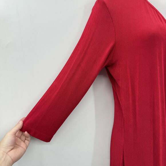 Chico's Travelers Slinky Knit Wrap Dress Size 1 = US M Red Classic Office Travel - Picture 5 of 11